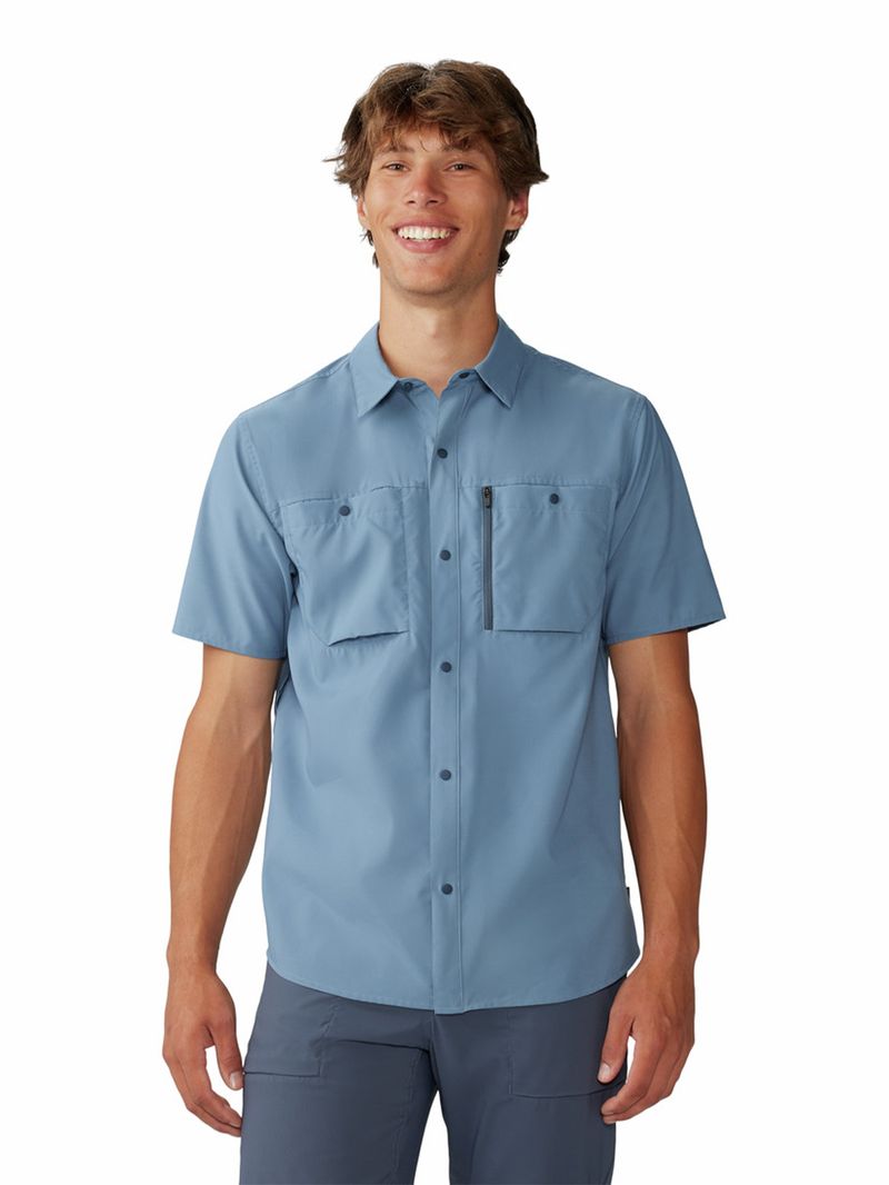 Camisa Manga Corta Hombre Trail Sender Azul Mountain Hardwear
