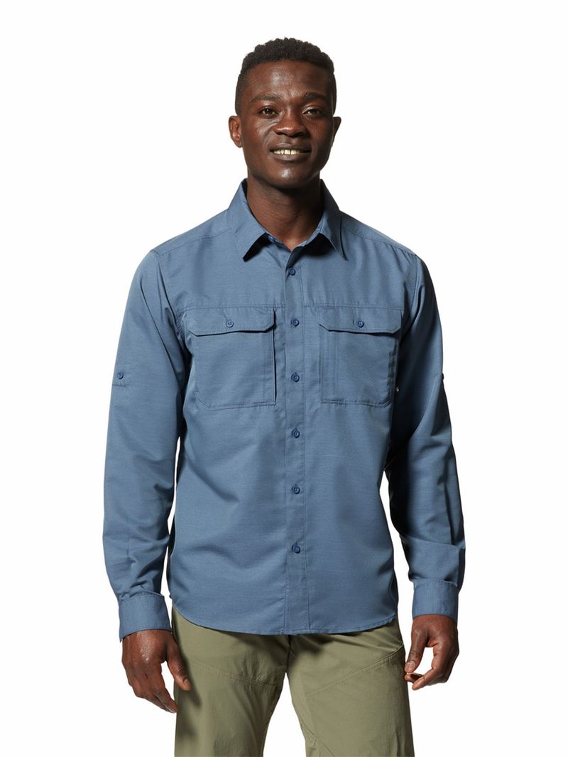 Polera Manga Larga Hombre Canyon Gris Mountain Hardwear