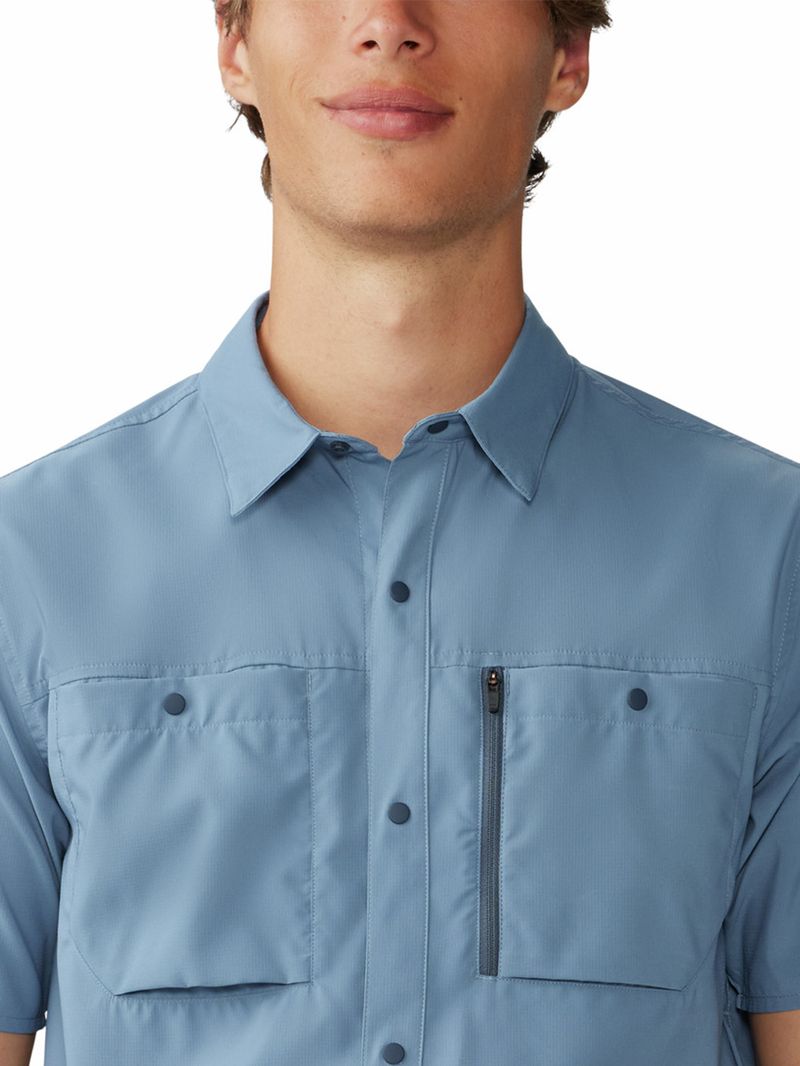Camisa Manga Corta Hombre Trail Sender Azul Mountain Hardwear