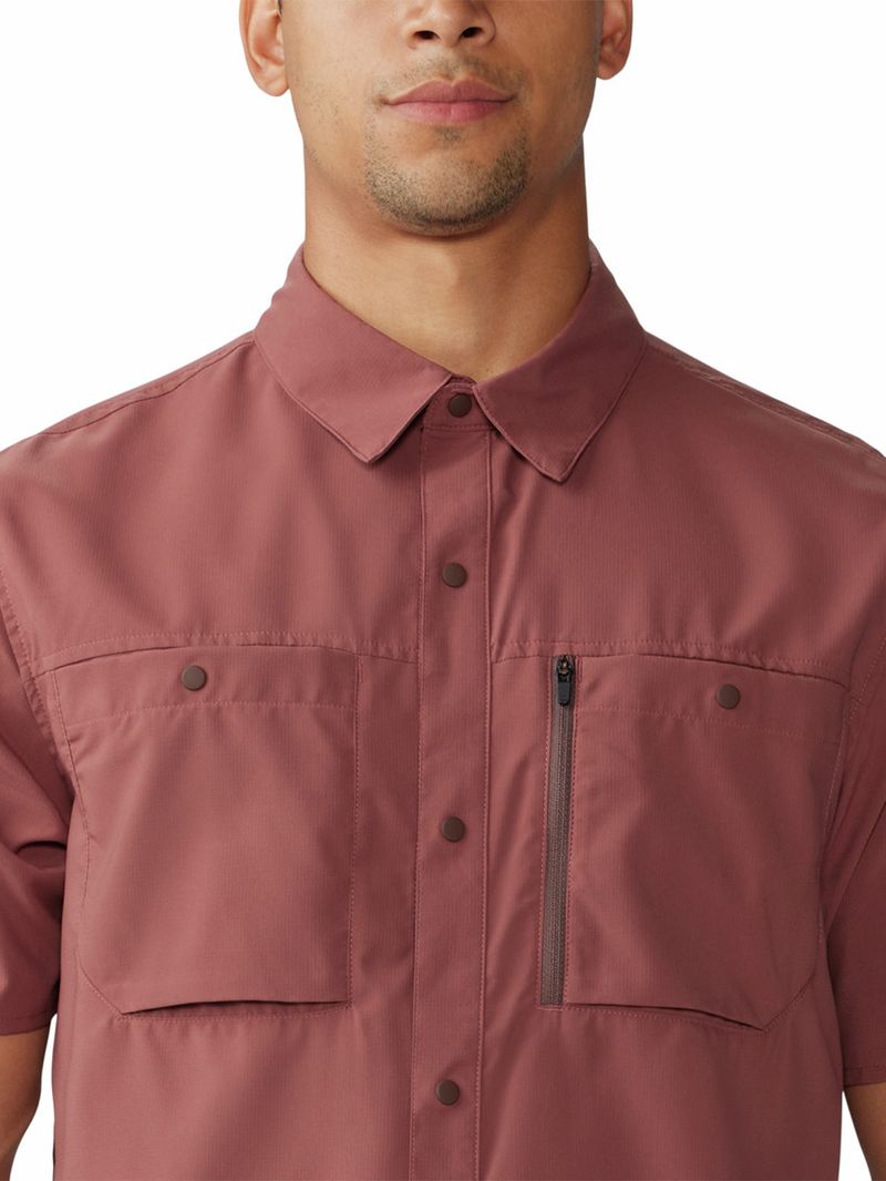 Camisa Manga Corta Hombre Trail Sender Café Mountain Hardwear