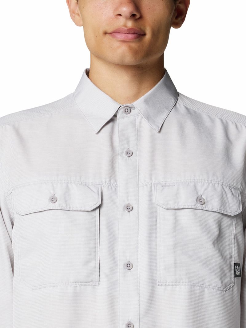 Polera Manga Larga Hombre Canyon Gris Mountain Hardwear