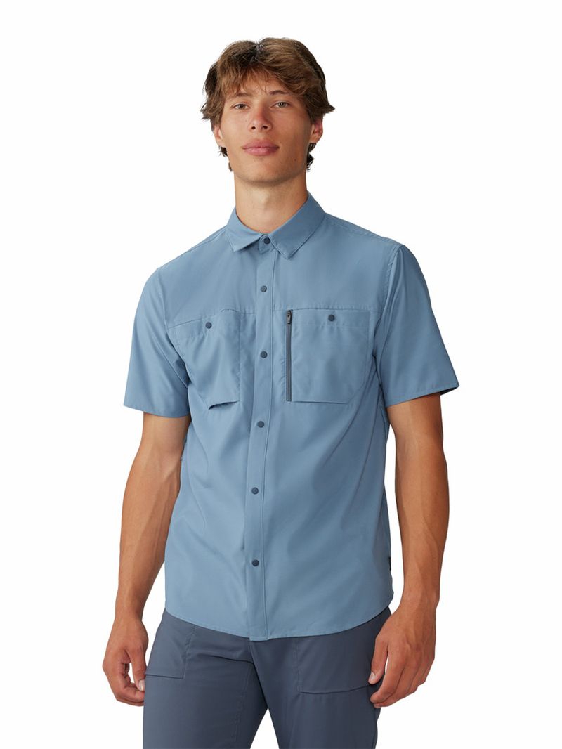 Camisa Manga Corta Hombre Trail Sender Azul Mountain Hardwear