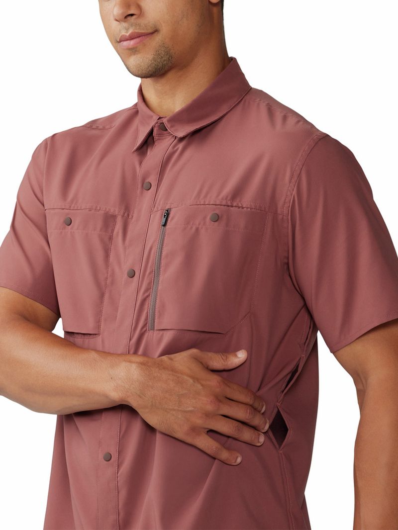 Camisa Manga Corta Hombre Trail Sender Café Mountain Hardwear