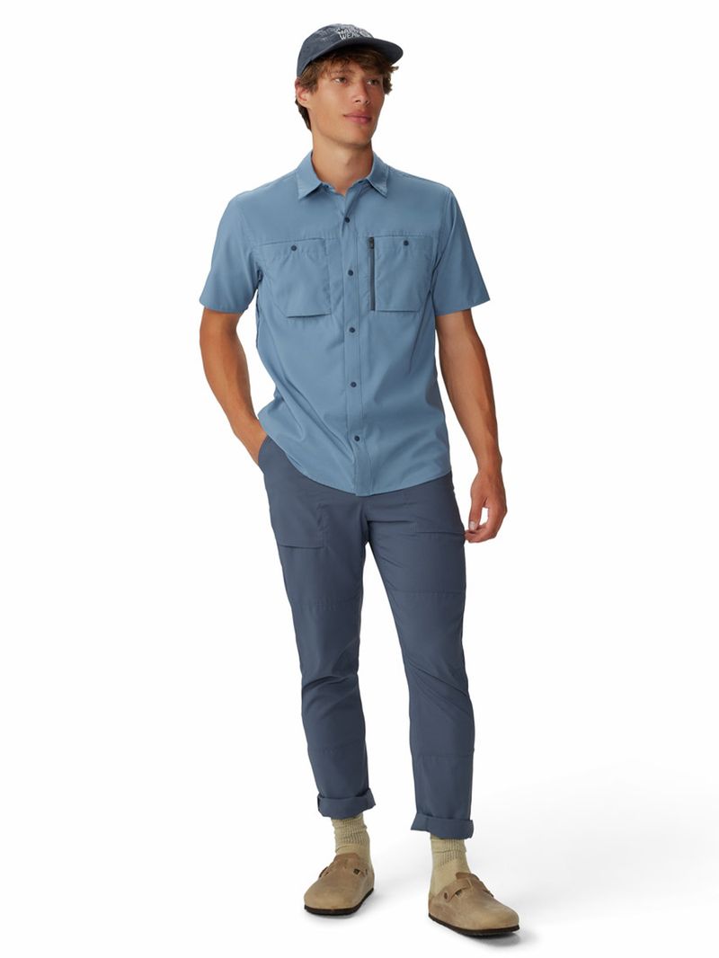 Camisa Manga Corta Hombre Trail Sender Azul Mountain Hardwear
