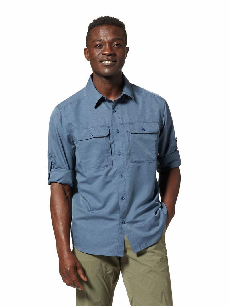 Polera Manga Larga Hombre Canyon Gris Mountain Hardwear