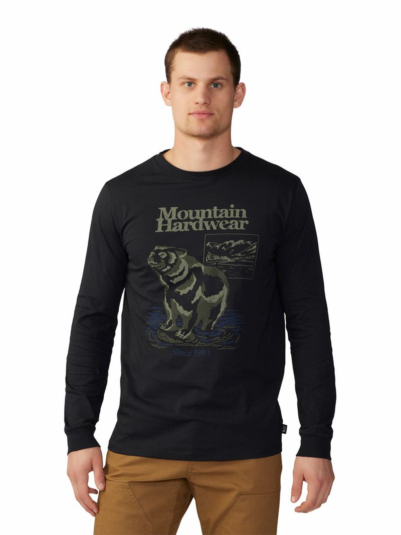 Polera Manga Larga Hombre River Bear Negro Mountain Hardwear