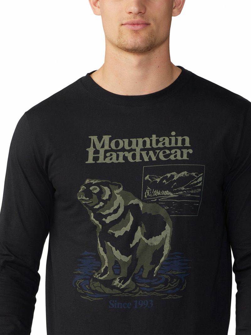 Polera Manga Larga Hombre River Bear Negro Mountain Hardwear