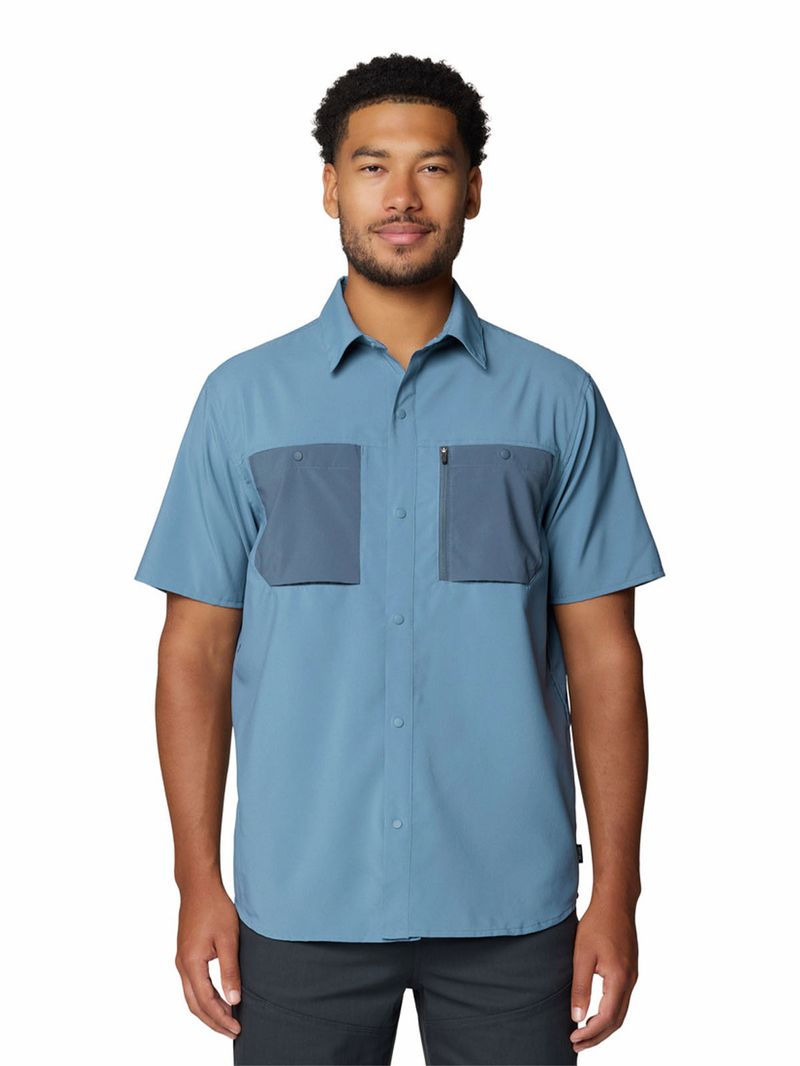 Camisa Manga Corta Hombre Trail Sender Azul Mountain Hardwear