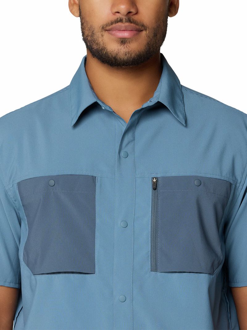 Camisa Manga Corta Hombre Trail Sender Azul Mountain Hardwear