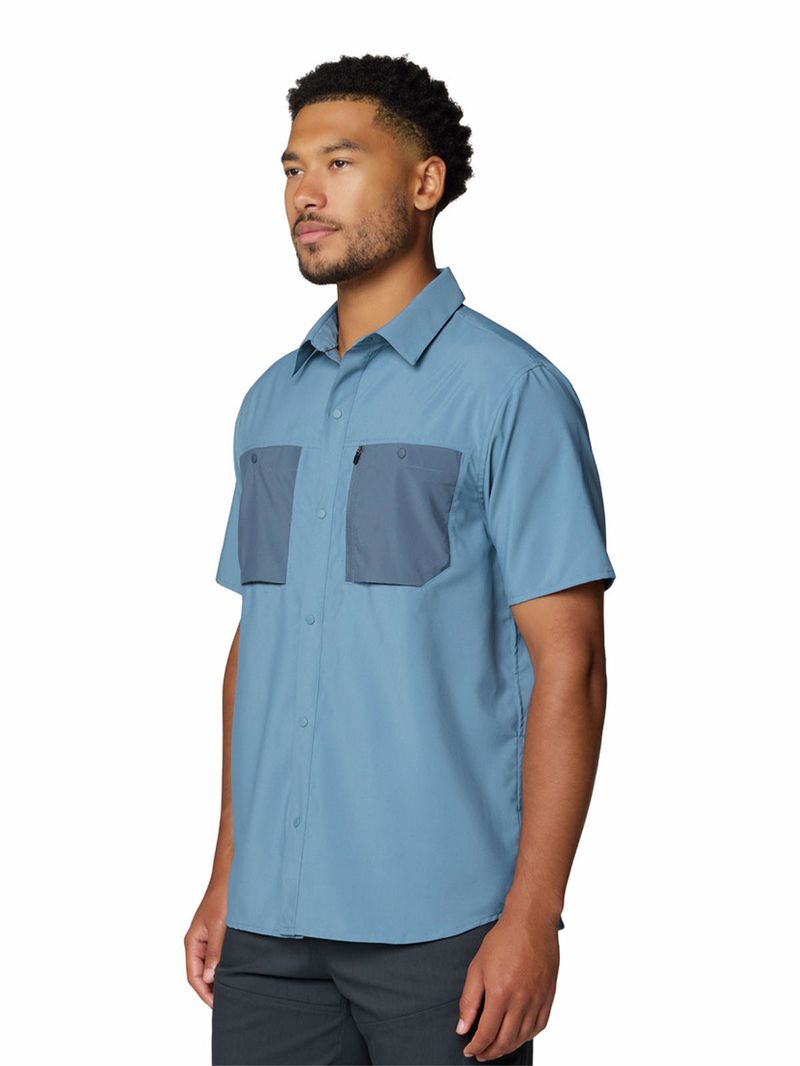 Camisa Manga Corta Hombre Trail Sender Azul Mountain Hardwear