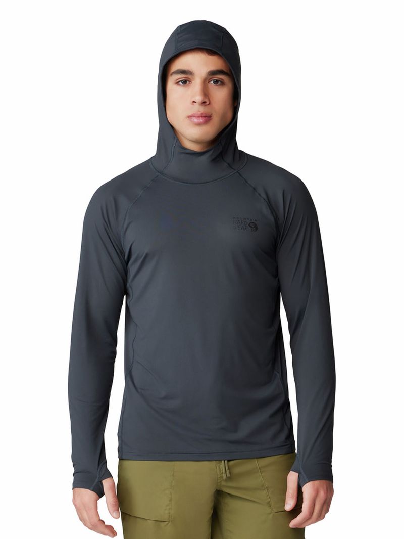 Polera Manga Larga Hombre Crater Lake Hoody Gris Mountain Hardwear