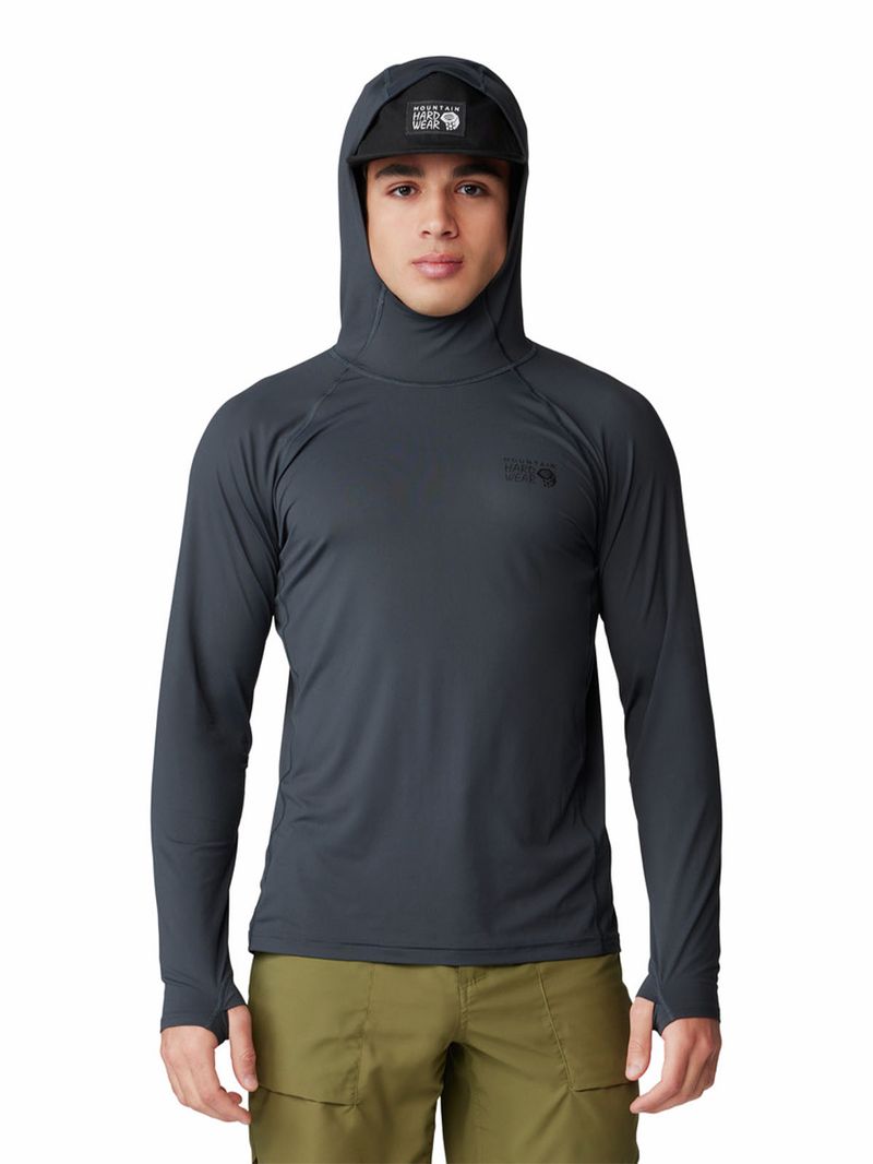 Polera Manga Larga Hombre Crater Lake Hoody Gris Mountain Hardwear