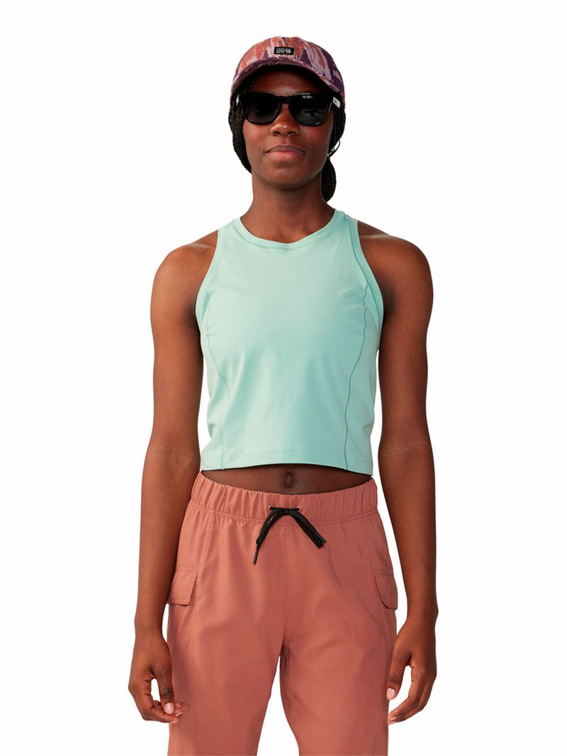 Polera Mujer Stretch Tanklette Verde Mountain Hardwear