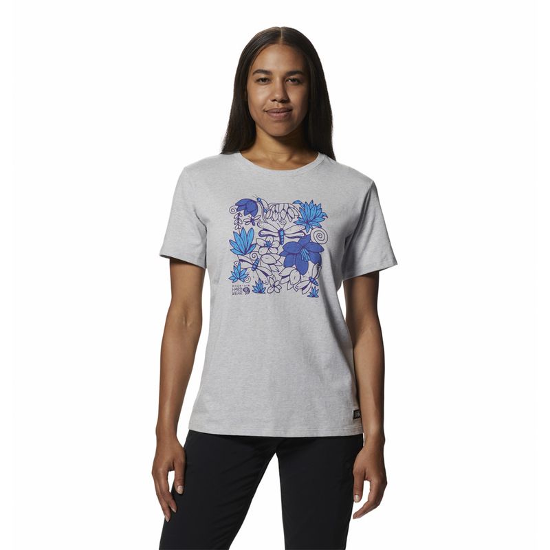 Polera Manga Corta Mujer Floral Graphic Gris Mountain Hardwear