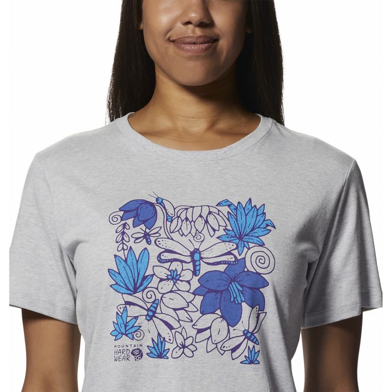 Polera Manga Corta Mujer Floral Graphic Gris Mountain Hardwear